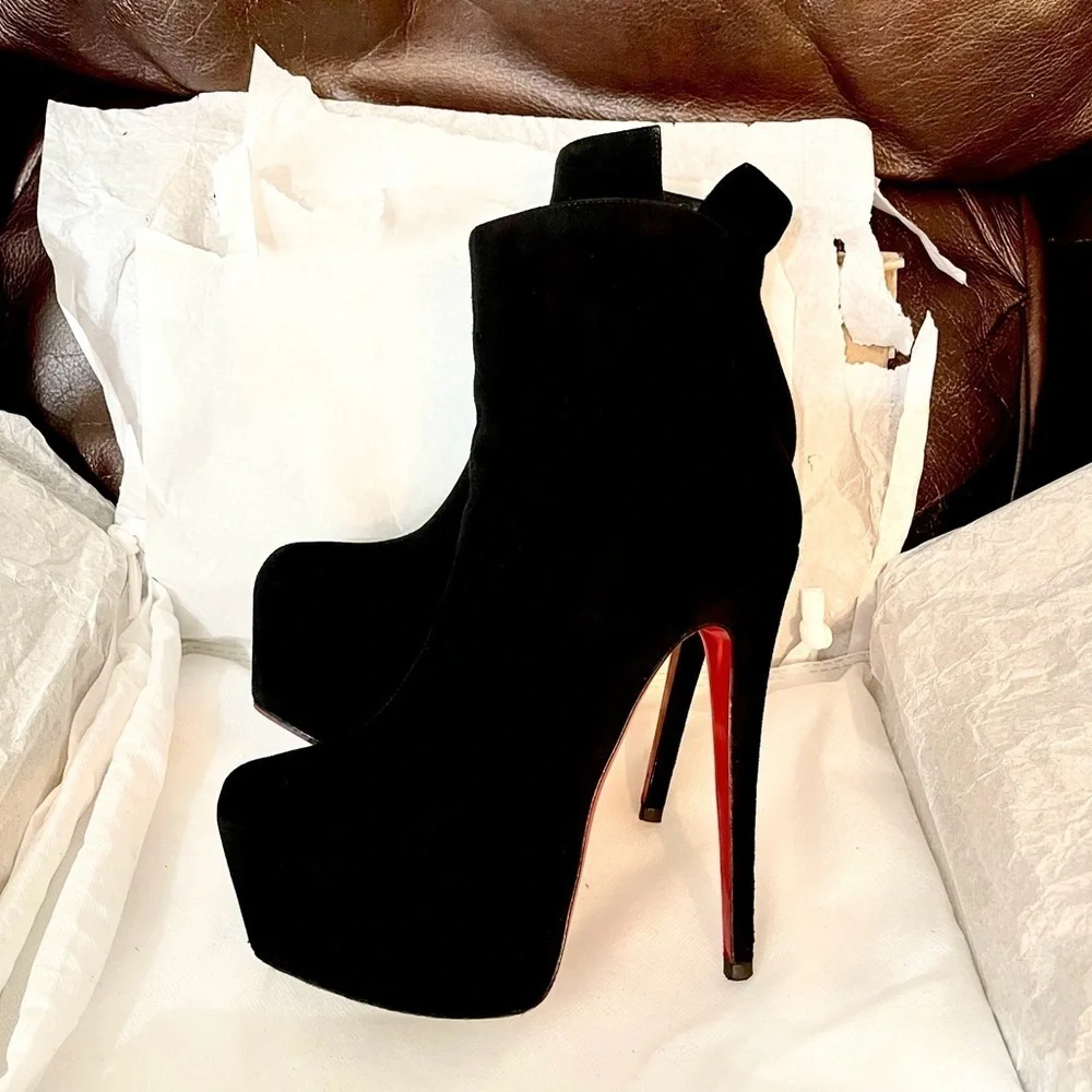 Christian Louboutin Daf Platform Bootie 160 blk Veau Velour suede lthr EU36 - Picture 8 of 14